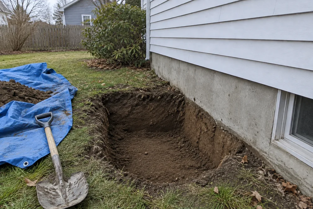 After: tank removed from beside the foundation